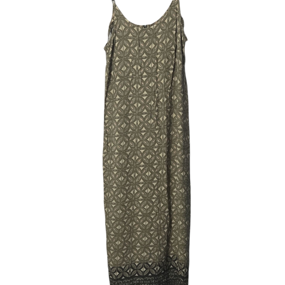 Boho Cottagecore Green Patterned Maxi Dress